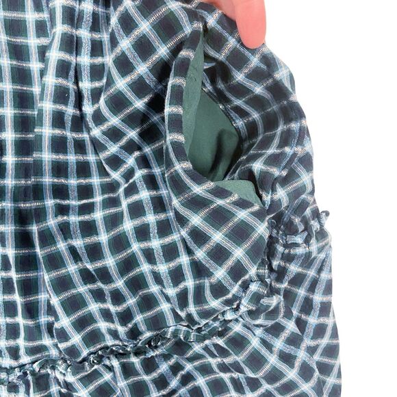 American Eagle Blue Smocked Plaid Babydoll Mini Dress Women’s Large Academia - Picture 7 of 12